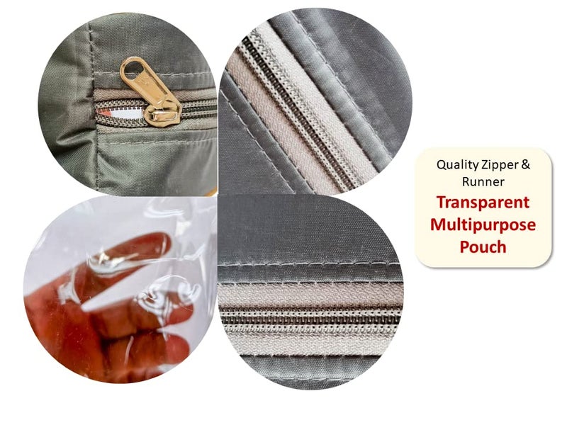 iShine Multipurpose Travel Morning Zipper Pouch for Men and Women Transparent Grey Gold - 1 pc - Image 4