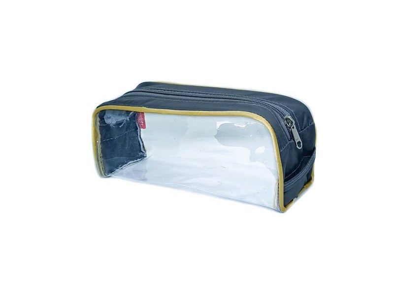 iShine Multipurpose Travel Morning Zipper Pouch for Men and Women Transparent Grey Gold - 1 pc - Image 1