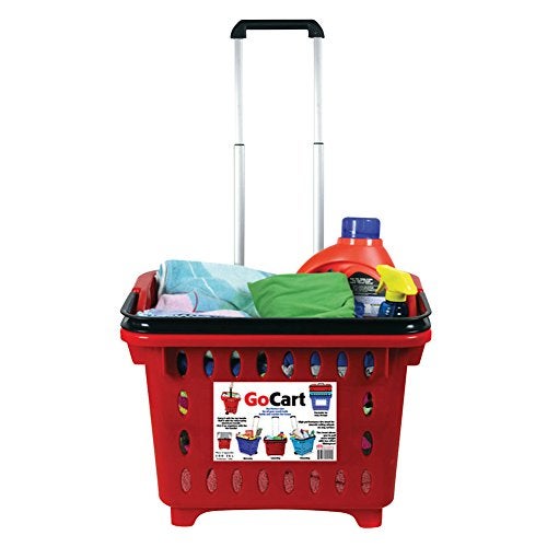 dbest products GoCart, Red Grocery Cart Shopping Laundry Basket on Wheels - Image 1