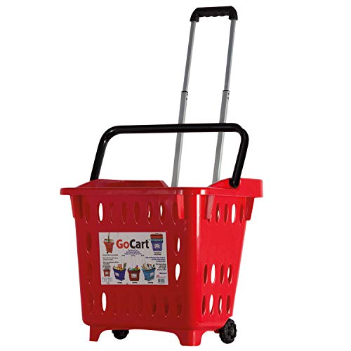 dbest products GoCart, Red Grocery Cart Shopping Laundry Basket on Wheels - Image 4