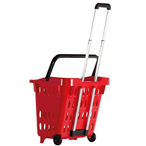 dbest products GoCart, Red Grocery Cart Shopping Laundry Basket on Wheels - Image 5