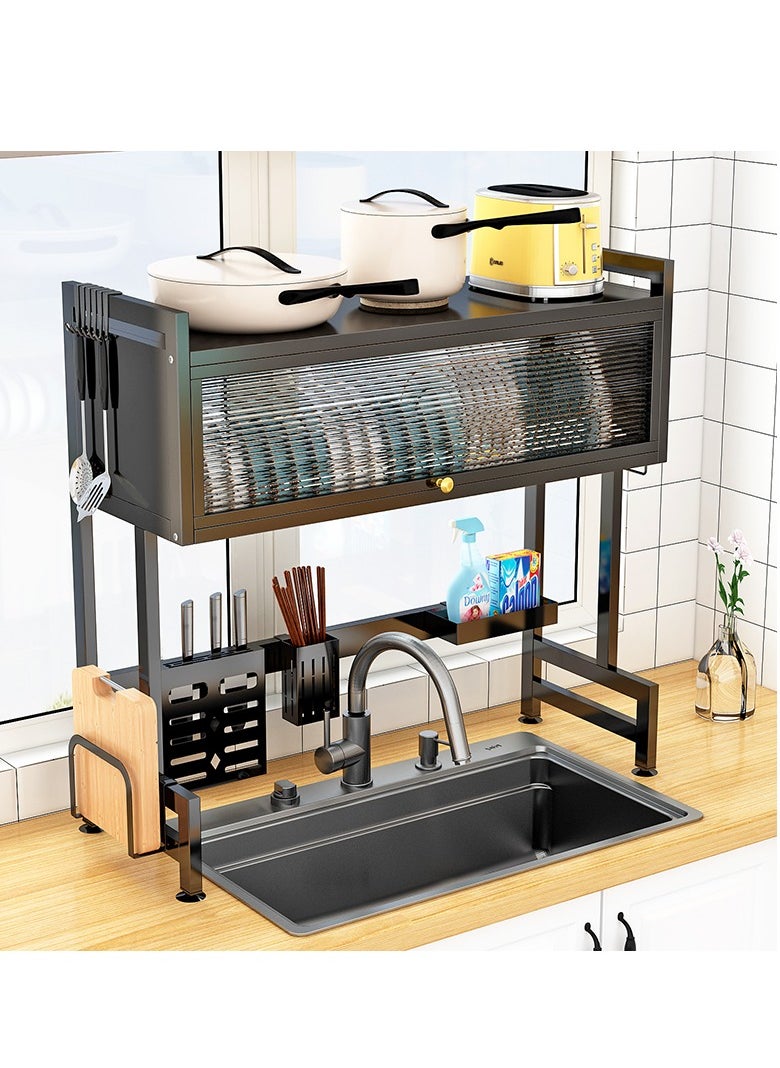 Generic - The Sink Dish Drainer Drying Rack,2 Tier Dish Drying Rack for Kitchen Counter, Large Dish Drying Rack with Flip Door, Over Sink Dish Drying Rack for Family Use,Dust-Proof,75cm - Image 1
