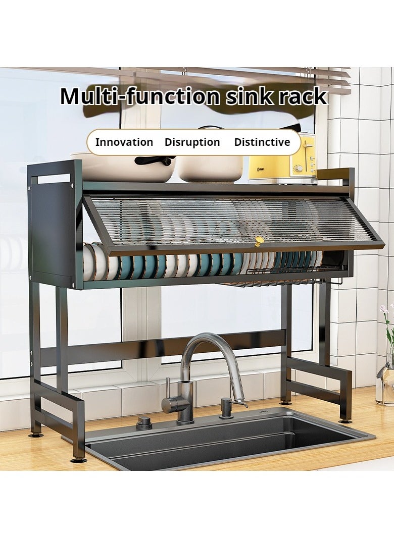 Generic - The Sink Dish Drainer Drying Rack,2 Tier Dish Drying Rack for Kitchen Counter, Large Dish Drying Rack with Flip Door, Over Sink Dish Drying Rack for Family Use,Dust-Proof,75cm - Image 1