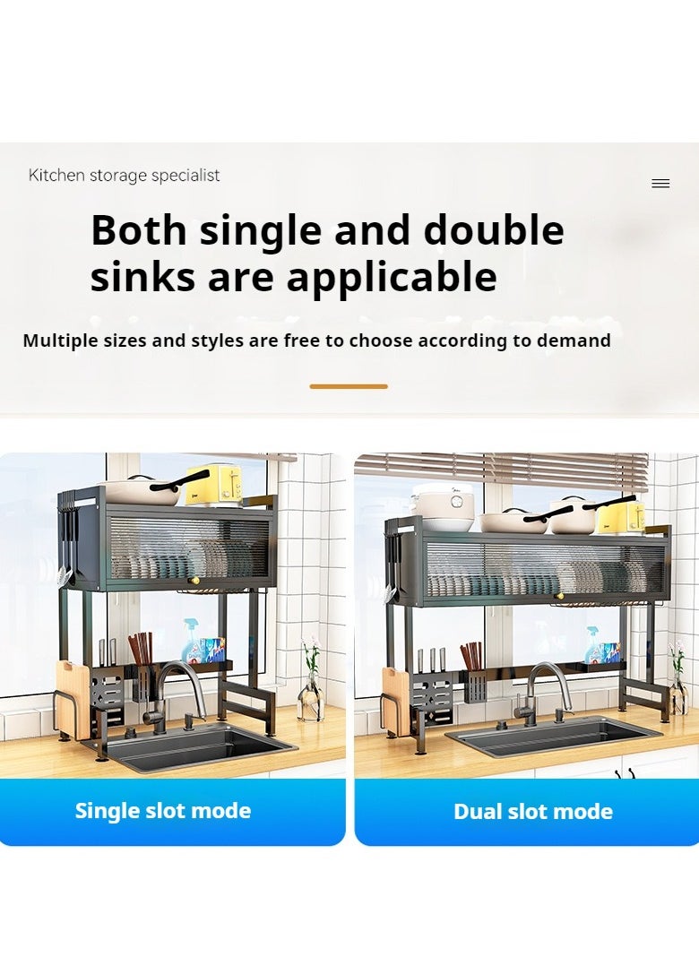 Generic - The Sink Dish Drainer Drying Rack,2 Tier Dish Drying Rack for Kitchen Counter, Large Dish Drying Rack with Flip Door, Over Sink Dish Drying Rack for Family Use,Dust-Proof,75cm - Image 1
