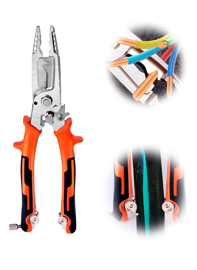 Barakah 9in1 Wire Stripper Pliers Tool with Tail Cutter 8 Multi-Functional Wire Stripping Crimping Tool for Copper Aluminum Cable Work Tackle Thick Cables with Ease Versatile for Electrician and  Lineman - Image 1
