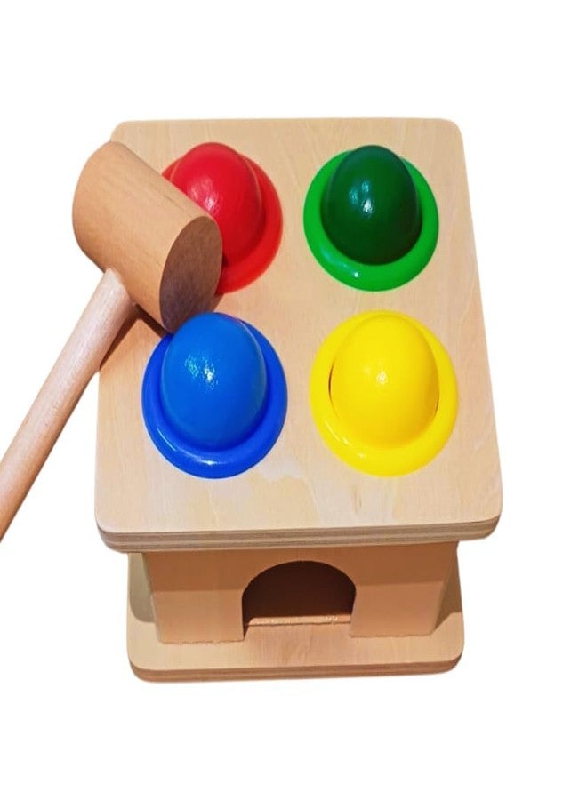 Nuwishtek Wooden Hammer Ball Knock Pounding Bench with Box Case Fine Motor and Dexterity Skills Early Educational Toy Set for Kids 2+ Years (Hammer Ball) - Image 1