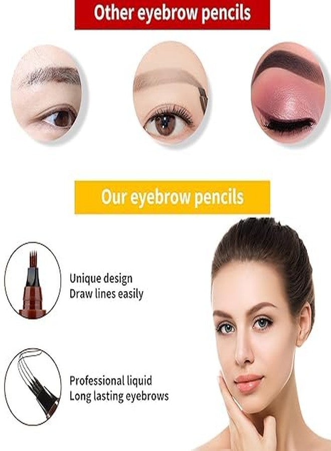 HSBNT ENTERPRISE قلم تحديد الحواجب ماجيكال آيبرو المقاوم للماء، قلم تحديد الحواجب، أقلام حواجب بأربعة رؤوس لمكياج النساء، لمسة نهائية طبيعية وطويلة الأمد، قلم تحديد الحواجب بتقنية الميكروبليدينغ ثلاثية الأبعاد، مقاوم للتلطخ لمدة 24 ساعة (أسود) - Image 2