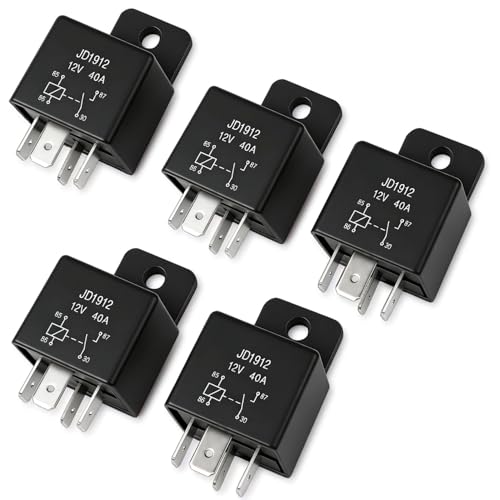 BLARYETI [5 Pack] 12V 40A Automotive Relay, 4-Pin SPST (Model JD1912) – Heavy Duty Relay Switch for Fuel Pump, Fan, Starter, Light Bar - Image 1