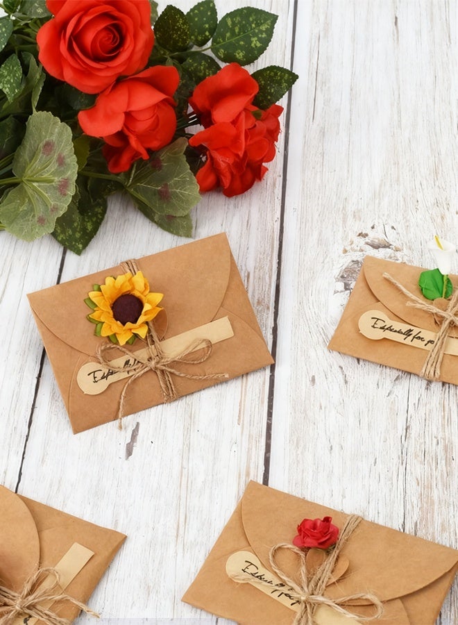 4 Pack Flower Pattern Thank You Card Handmade Invitation Greeting Card Wish Card for Wedding Birthday Festival - Image 5