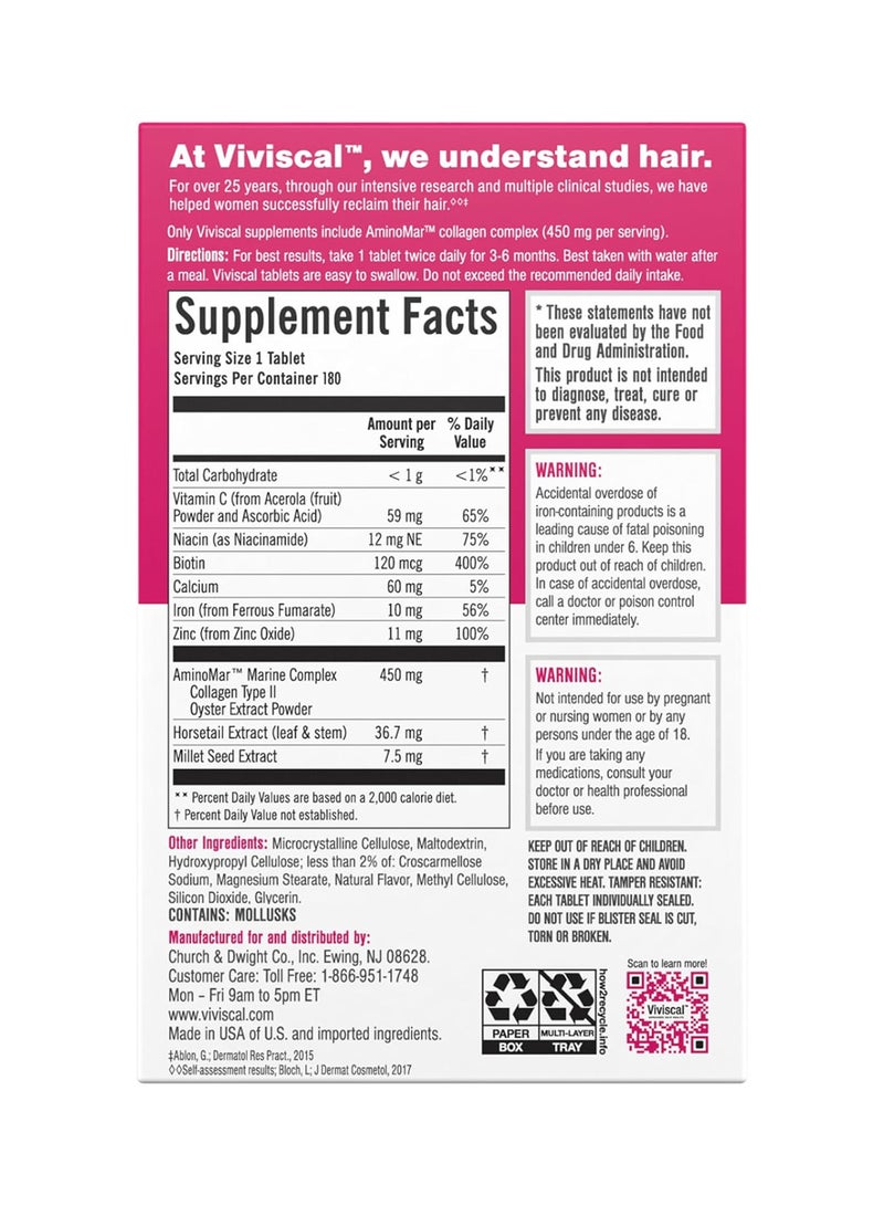 Viviscal Hair Growth Supplement - 180 Tablets - Image 3