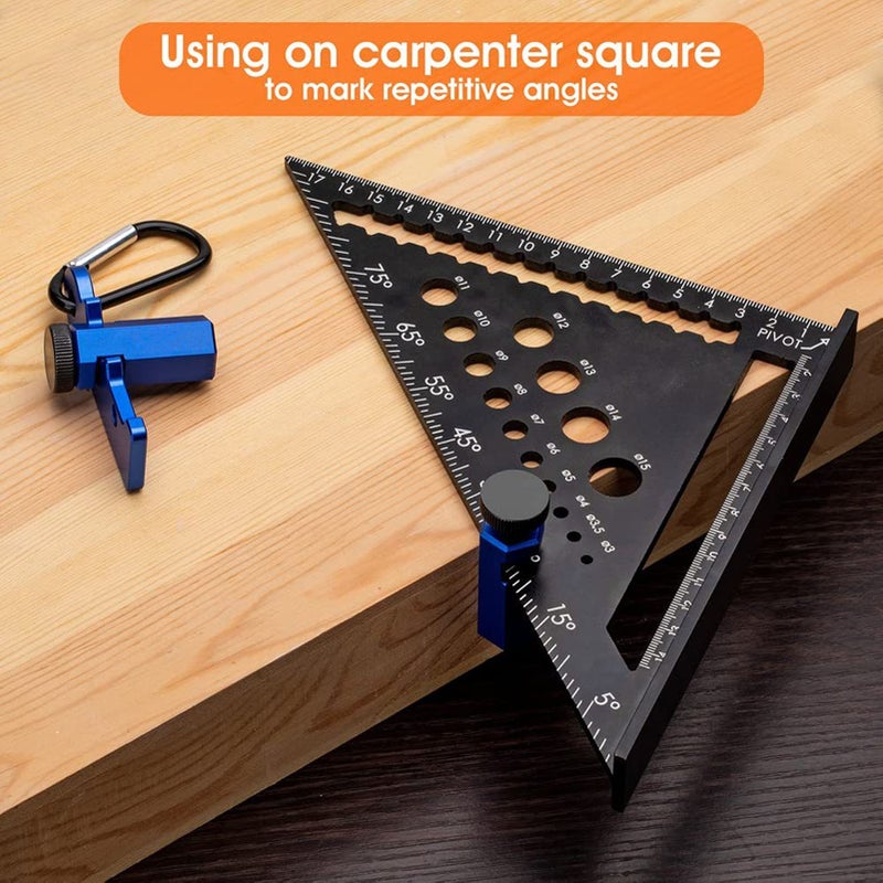 Stair Gauges for Framing Square Tall Stops Attachment Jigs Non Slip with Holder Aluminum Alloy Blue - Image 4