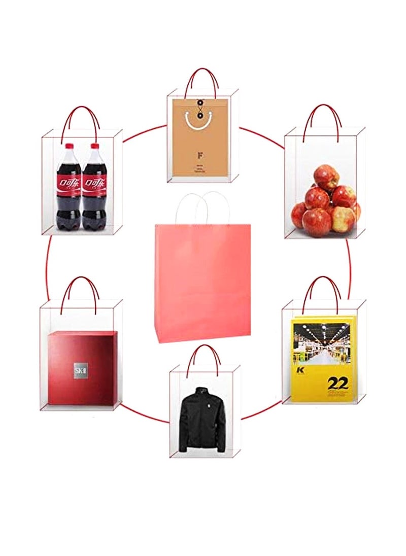 PARTY FUN - Elegance Paper Gift Bags Set of 10pcs, 11x21x27cm: Stylish Packaging for Special Celebrations Pink Color - Image 1