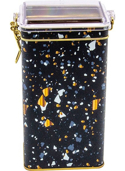 EVLE - ER053-1H Terrazzo Black Patterned Rectangular Metal Storage Container 8X10 cm - Image 1