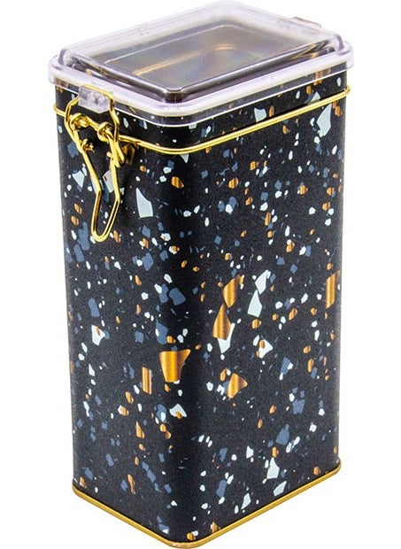 EVLE - ER053-1H Terrazzo Black Patterned Rectangular Metal Storage Container 8X10 cm - Image 1