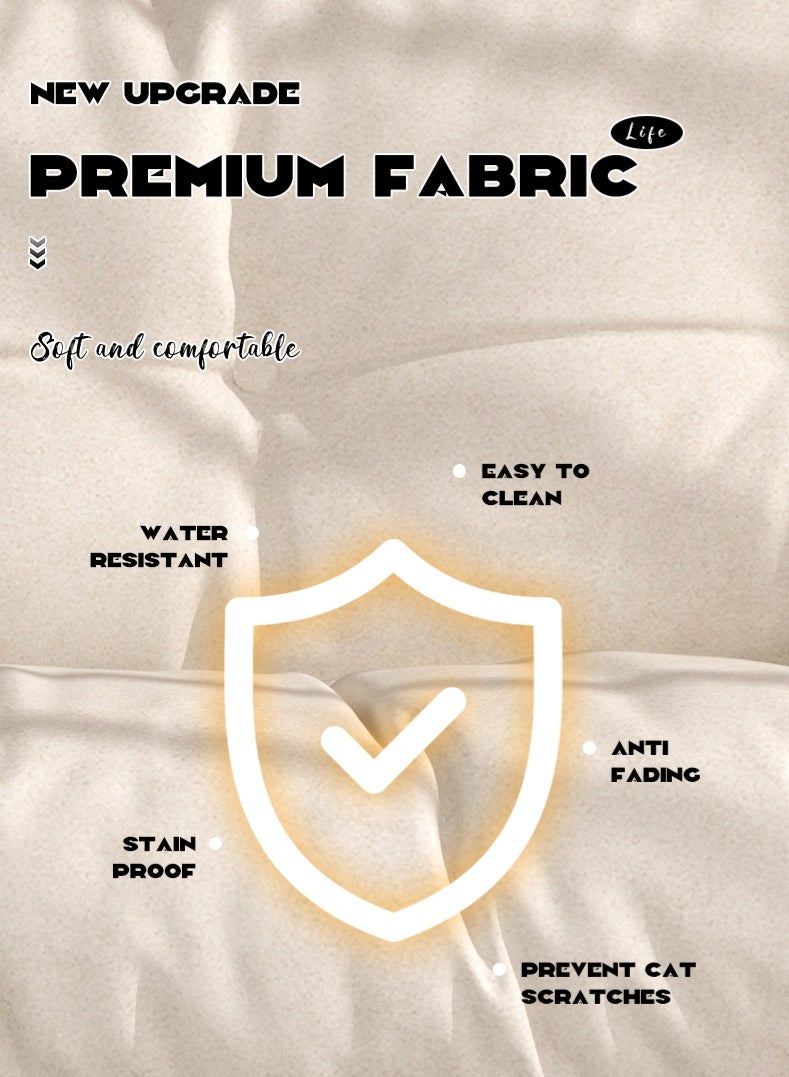 أريكة قماشية بتصميم كريمي، غرفة معيشة، وحدة صغيرة، بسيطة وحديثة، تقنية فاخرة خفيفة، منزل من القماش، أريكة سحابية مستقيمة - Image 3