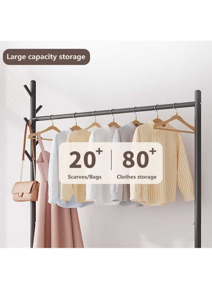 فورثكان علاقة ملابس قائمة بذاتها من Forthcan مع عجلات، حاملة متعددة الوظائف مع خطافات ورفوف شبكية، مقاومة للصدأ، 90×35×176 سم، أسود - Image 4