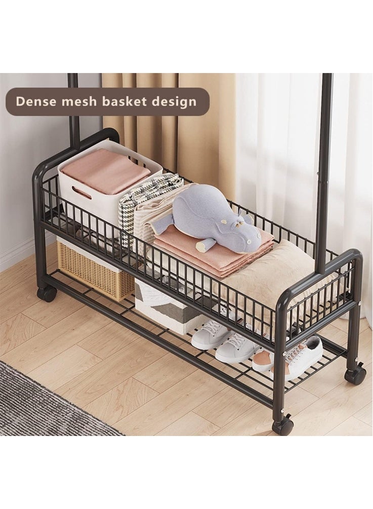 فورثكان علاقة ملابس قائمة بذاتها من Forthcan مع عجلات، حاملة متعددة الوظائف مع خطافات ورفوف شبكية، مقاومة للصدأ، 90×35×176 سم، أسود - Image 5