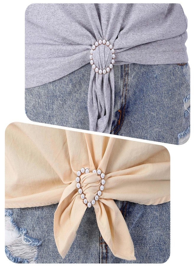 Macuezu 4 Pcs Shirt Ties Clips for Women, Scarf Ring Clip, Shirt Ties Tightener for Women, 4 Elegant Styles T-Shirt Waist Cinch Clip Buckles, Clothes Corner Knotted Clips for Scarf (Gold) - Image 5