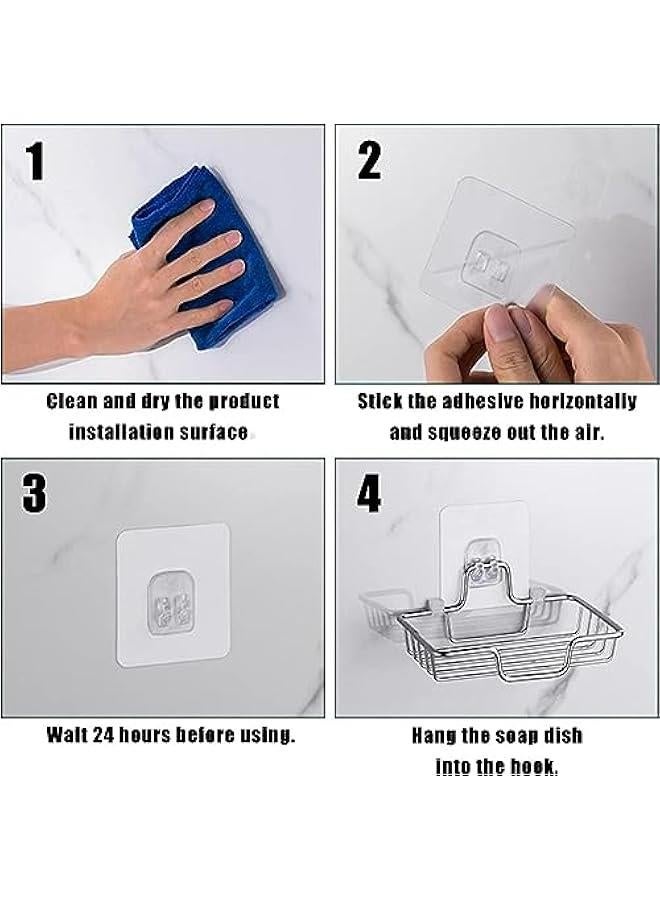 HOOKOR Soap Dish Holder, No Drilling, Rustproof Stainless Steel, Wall Mounted Soap Holder Soap Tray Bar Soap Sponge Holder for Bathroom & Kitchen, Bar Soap Stainless Steel Adhesive Soap Dish - Image 5
