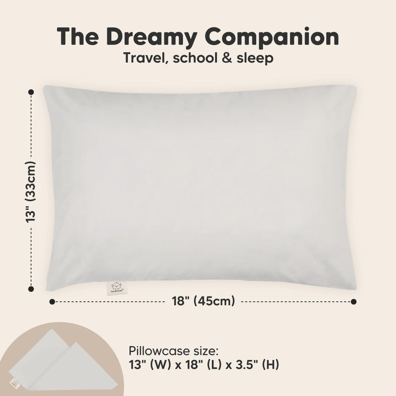 KeaBabies Toddler Pillow with Pillowcase - 13x18 My Little Dreamy Kids Travel Bed Pillows for Sleeping, Organic Cotton Small Pillowcase, Soft & Breathable, Machine Washable, Toddlers 2-5 years old (French Gray) - Image 3