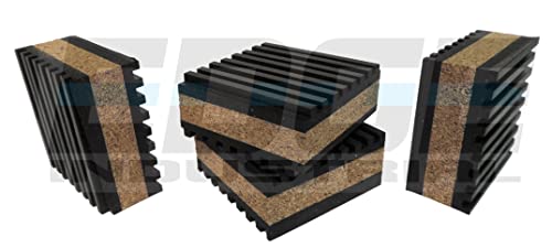 Slaige Anti Vibration Isolation Pads 2" X 2" X 7/8" Ribbed Rubber with Cork Center Vibration DAMPENING, Quantity 4 - Image 3