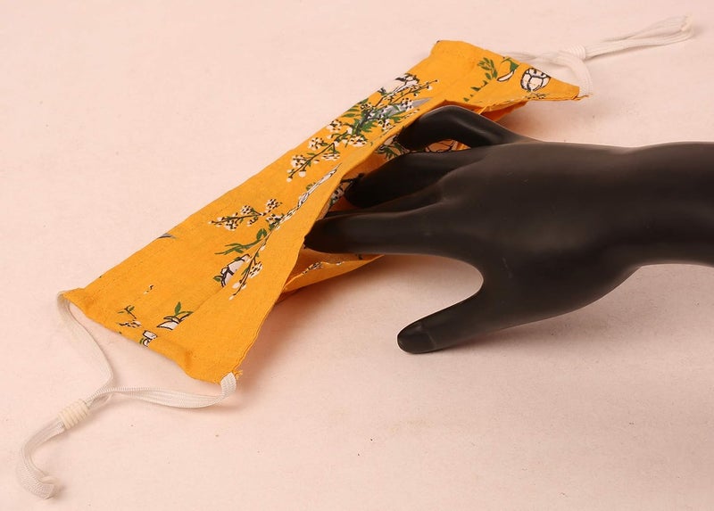 Touchstone Floral Fabric Adjustable filter pocket nose bridge 2 layer anti-pollution smog smoke cold cough protective cotton face mask reusable washable for men, women (Pack of 3). White Yellow Green - Image 2