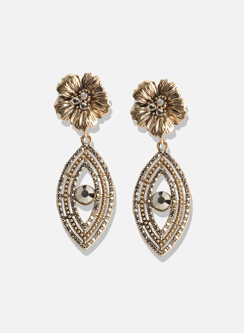 SOHI Hanging Eye Flora Artificial Drop Earring Jewellery