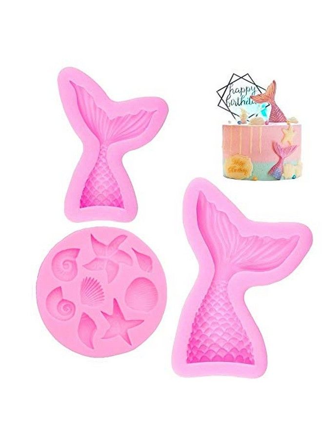 SUNKOOL Silicone Mermaid Tail Fondant Soap Molds Seashell Sea Shell Starfish Chocolate Candy Sugarcraft Cake Decorating Polymer Clay Mold Tools - Image 1