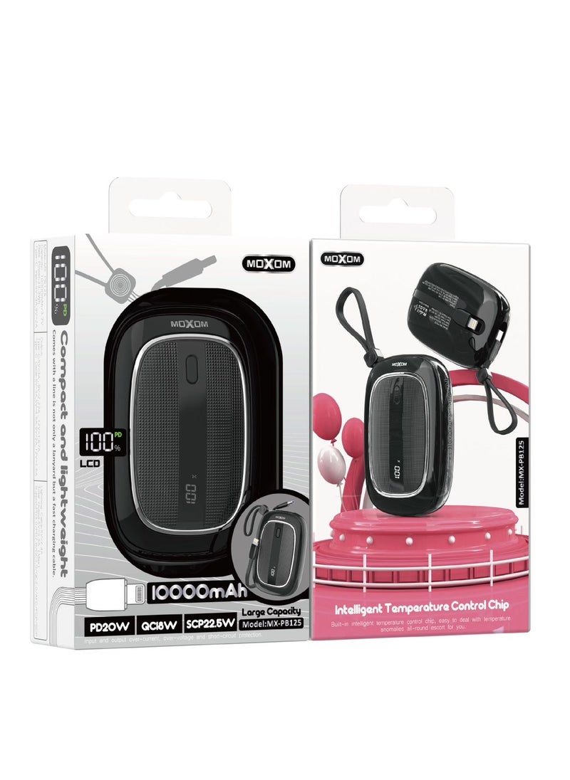 MOXOM MX-PB125 10000mAh Power Bank - PD20W, QC18W, SCP22.5W, Compact and Lightweight with LCD Display  - Image 4