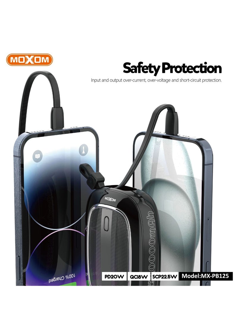MOXOM MX-PB125 10000mAh Power Bank - PD20W, QC18W, SCP22.5W, Compact and Lightweight with LCD Display  - Image 3