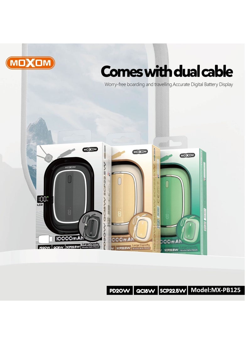 MOXOM - MX-PB125 10000mAh Power Bank - PD20W, QC18W, SCP22.5W, Compact and Lightweight with LCD Display - Image 1