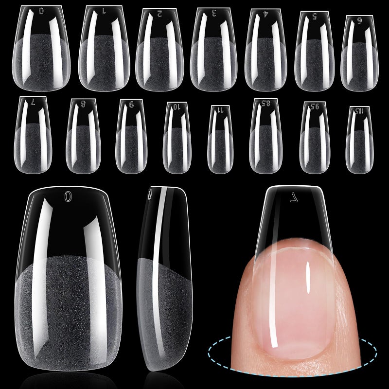 TOMICCA Medium Coffin Nail Tips 240Pcs Half Matte Nail Tips 15 Sizes Gel Nail Extension Tips Set Full Cover Pre Shaped Acrylic Fake False Nails for Beginner and Professional DIY Nail Salon - Image 2