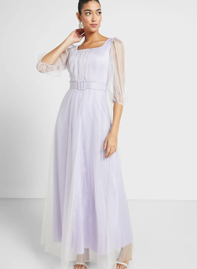 Khizana Balloon Sleeve Mesh Dress