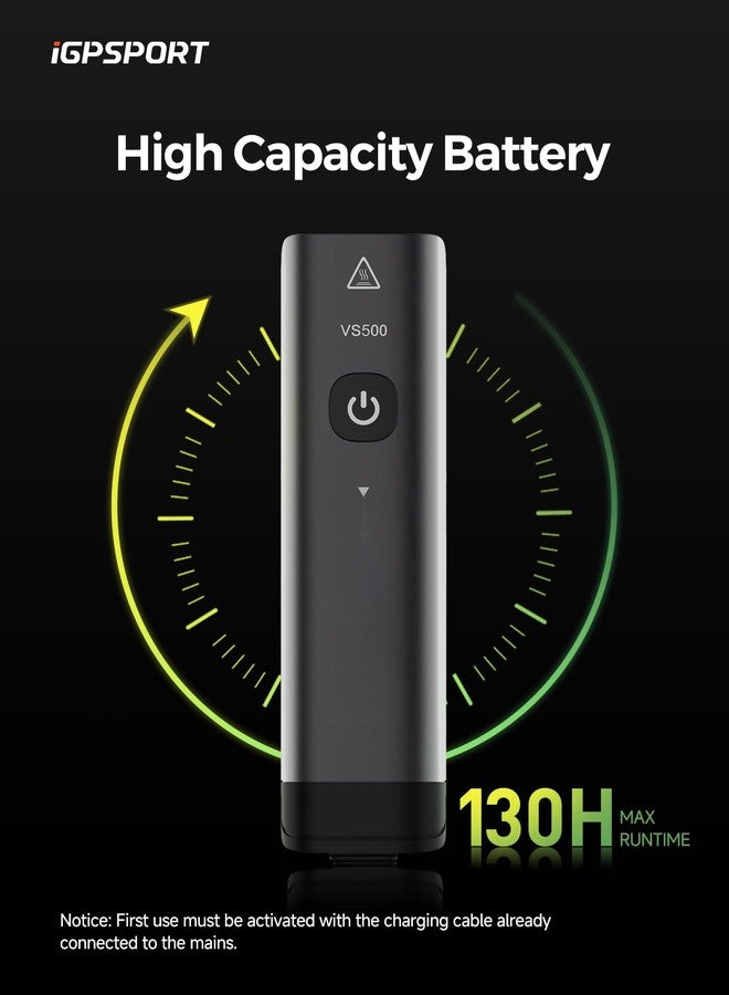 iGPSPORT VS500 ضوء دراجة ذكي، 500 لومن تشغيل/إيقاف تلقائي مصباح أمامي ساطع لركوب الدراجات ليلاً قابل لإعادة الشحن مقاوم للماء IPX6 - Image 2