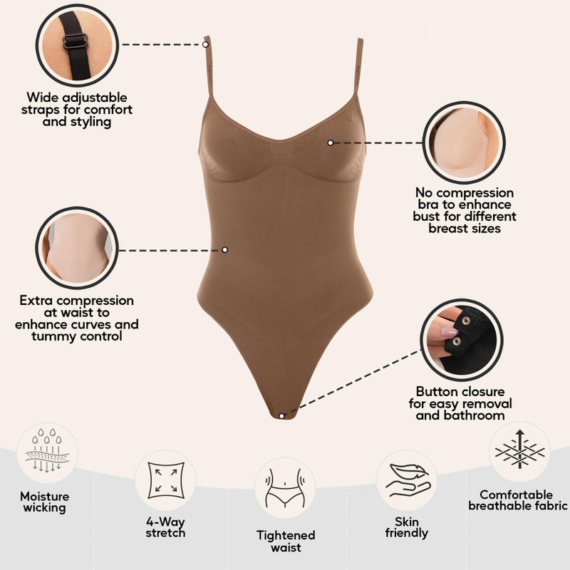 herslims Shapewear Tummy Control Bodysuit Thong: Sculpting Shaper Tank Top Shapewear Bodysuit: Snatched Waist Slimming Body Suit - Image 3