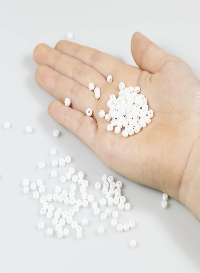 GGOOT Bulk 4mm White Seed beads for Jewelry Making 110 grams About 160pcs,6/0 Glass Craft Beads for Making Earrings, Bracelets, Pendants, Waist Jewelry, DIY Handmade Seed Beads（white）  - Image 2