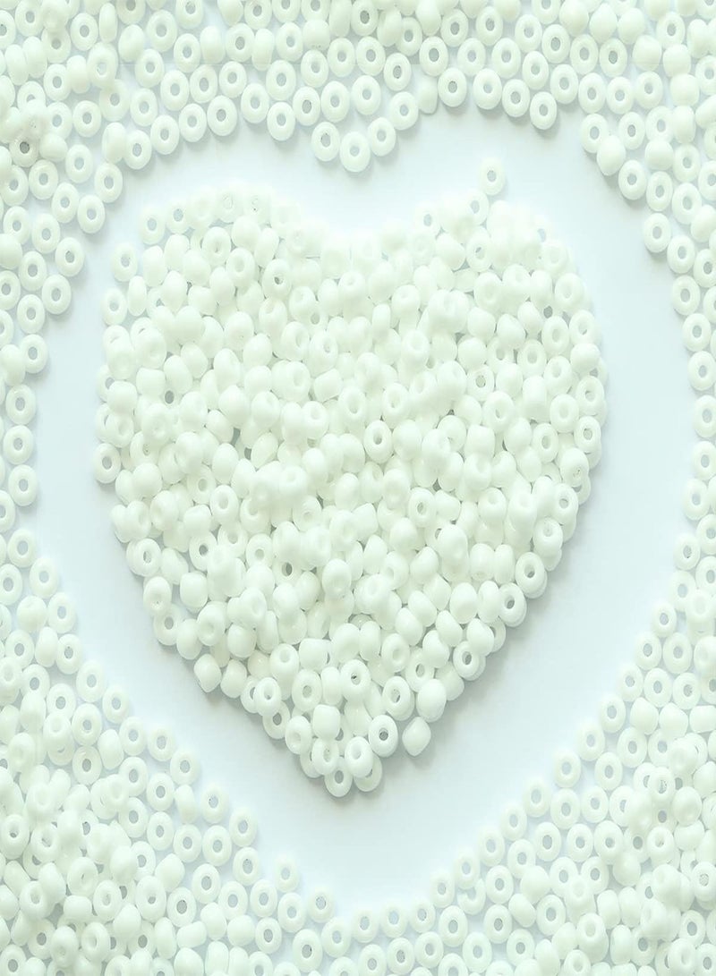 GGOOT Bulk 4mm White Seed beads for Jewelry Making 110 grams About 160pcs,6/0 Glass Craft Beads for Making Earrings, Bracelets, Pendants, Waist Jewelry, DIY Handmade Seed Beads（white）  - Image 1