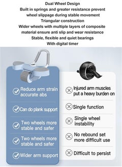 QUTOOB Professional Ab Roller Wheel, Automatic Rebound Abdominal Wheel With Elbow Support, Knee Mat and Timer, Abs Workout Equipment for Abdominal and Core Strength Training, Ab Abdominal Exerciser  - Image 3