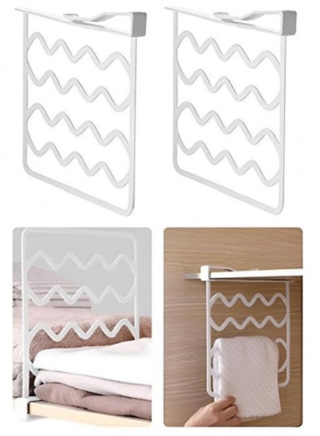 عدد 2 فواصل رفوف للدولاب او المطبخ - منظم رفوف عالي الجودة من بلاستيك متين - فواصل قابلة للتعديل لتنظيم الملابس، الكتب، والأدوات في المطبخ - Image 1