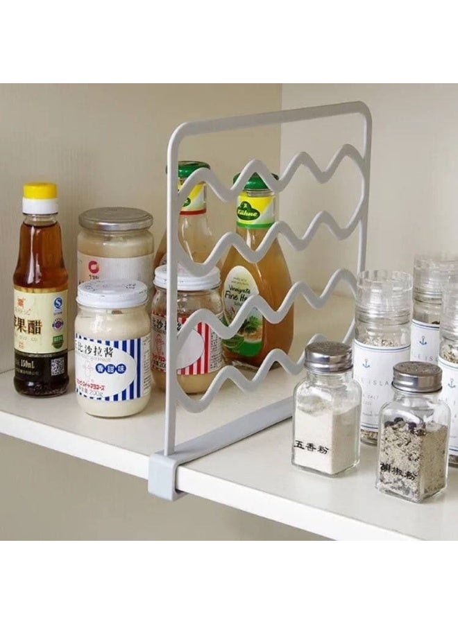 عدد 2 فواصل رفوف للدولاب او المطبخ - منظم رفوف عالي الجودة من بلاستيك متين - فواصل قابلة للتعديل لتنظيم الملابس، الكتب، والأدوات في المطبخ - Image 2
