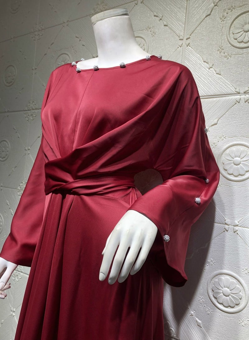 Abaya-AB Premium Fabric Dress Solid Color Robe in Comfortable Fabric and Well Made - Image 3