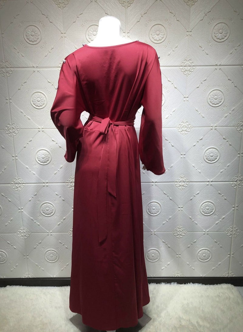 Abaya-AB Premium Fabric Dress Solid Color Robe in Comfortable Fabric and Well Made - Image 5