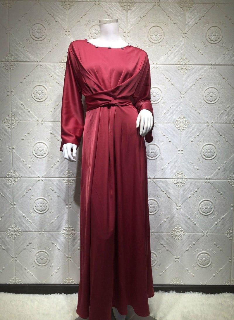 Abaya-AB Premium Fabric Dress Solid Color Robe in Comfortable Fabric and Well Made - Image 4
