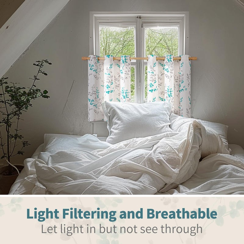 BGment بئسة الستائر المطبخ القصيرة بقطر 36 بوصة بطول 2 لوحات مجموعة بوهو ستائر نصف نافذة الستائر مقهى لغرفة الطعام مزرعة تصميم الحمام تصميم كل 42 بوصة العريضة الفيروزية - Image 5