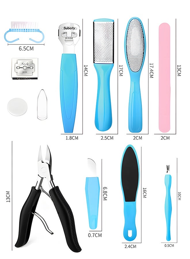 12-in-1 Foot Care Kit, Professional Pedicure Tools Set for Dead Skin, Callus & Cracked Heels, Stainless Steel Foot File, Toenail Clippers, Corn Cutter & Nail Tools, Foot Care Pedicure Kit for Home Salon Use - Image 2
