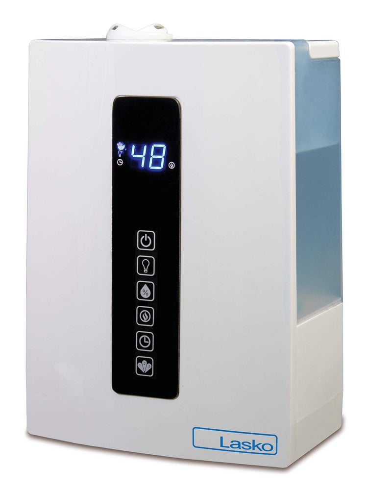 Lasko UH300 Warm and Cool Mist Humidifier with Humidistat and Timer Quiet Soothing Ultrasonic Dual Mist Humidifiers for Baby Nursery Bedroom Kids Large Room and Home 49L Tank No Filter
