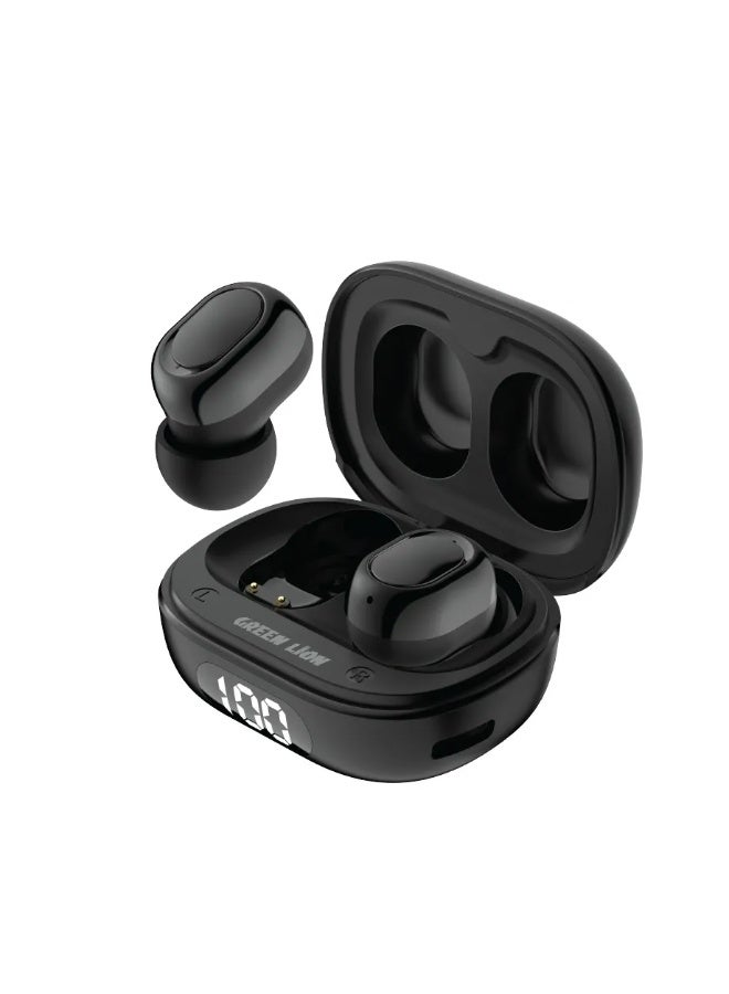 GREEN LION Mittersill True Wireless Earbuds with ENC and Dual Microphone / Battery Display / Truewireless Headphones / Hands-Free Calling / Breathing Lights - Black - Image 1