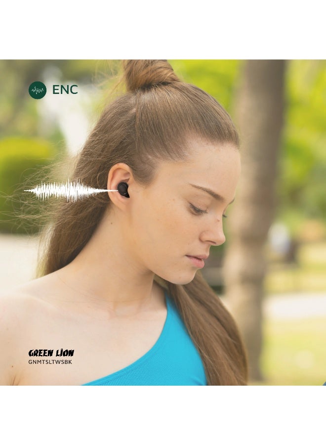 GREEN LION Mittersill True Wireless Earbuds with ENC and Dual Microphone / Battery Display / Truewireless Headphones / Hands-Free Calling / Breathing Lights - Black - Image 5