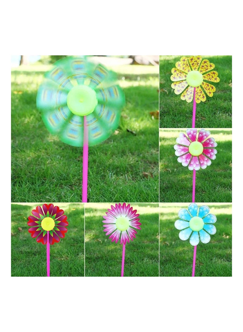 KASTWAVE Plastic Pinwheel,10 Pcs Sunflower Wind Spinners DIY Windmill for Lawn Garden Yard,Colorful Pinwheels Wind Spinner Set for Kids Party Outdoor Decoration - Image 5