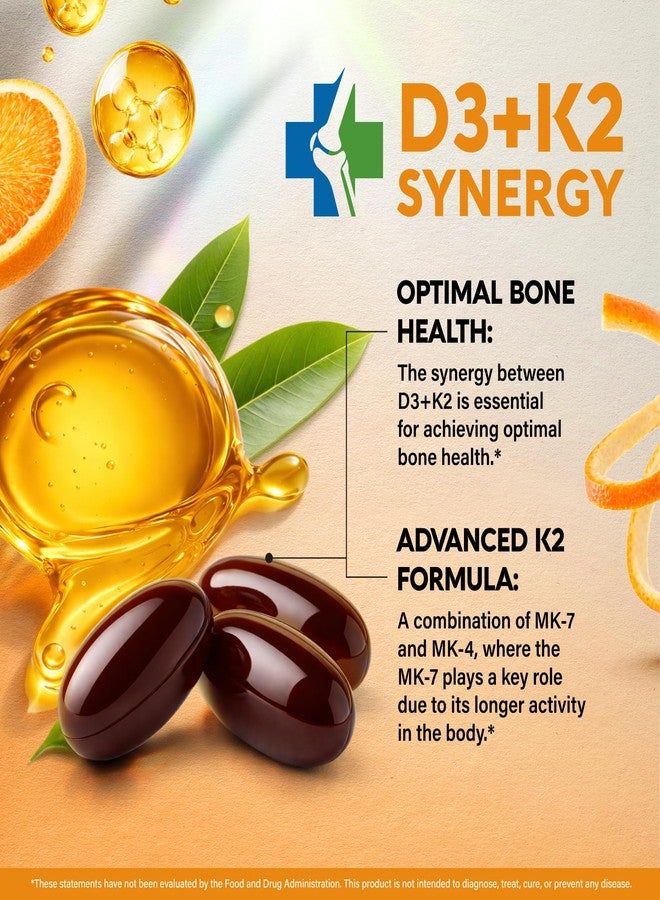 NUTRAHARMONY Vitamin D3 K2 - Vitamin D3 10000 iu & K2 120 mcg - Immune & Mood Support, for Bone & Teeth Health - with Zinc, Vitamin C & B12 - Highly Bioavailable - For Men & Women - Made in USA, 120 Softgels - Image 4